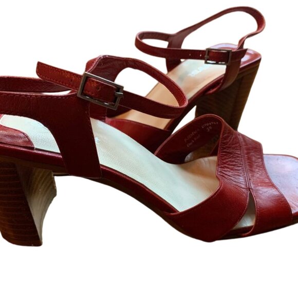 FEETFIRST - Dark red leather heeled sandals Straps over the foot  Size: 39 - Picture 8 of 8